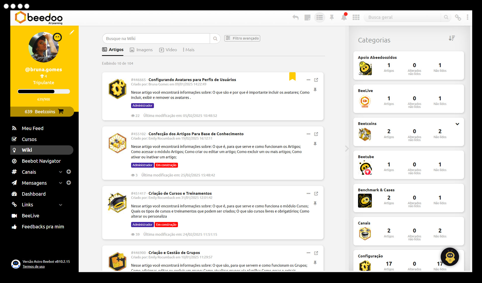 Collaborative knowledge, organized and always accessible — Wiki — main screen