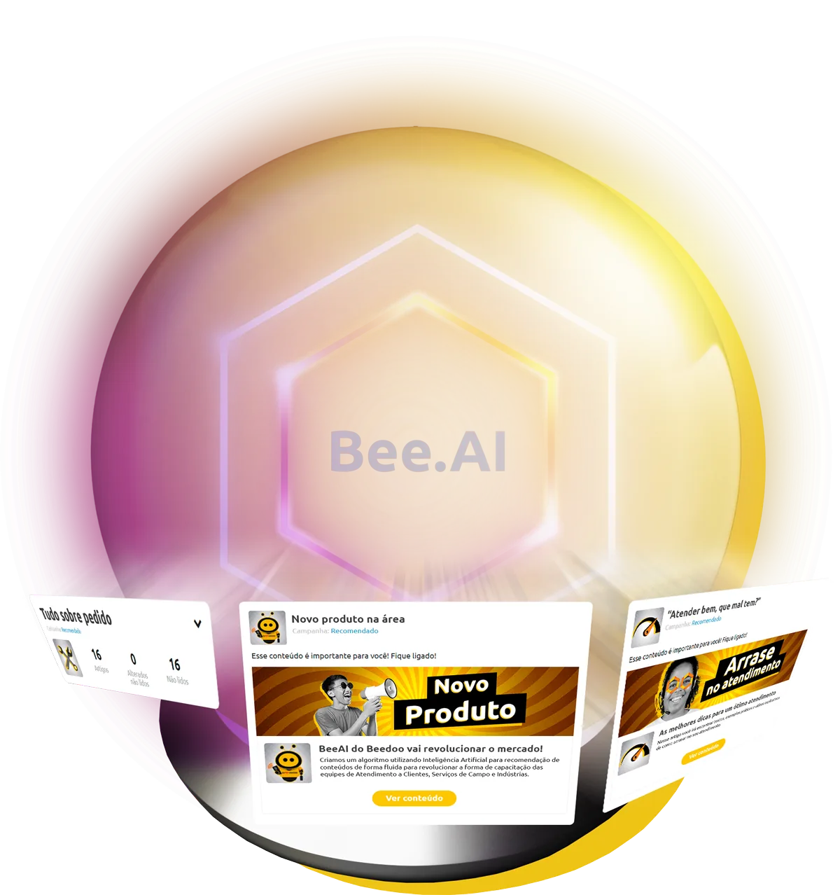Bee.AI recomendando conteúdos no feed do Beedoo