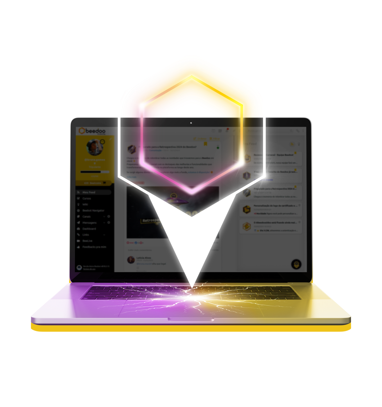 Bee.AI em uso em um notebook, solução de IA lançada pelo Beedoo em 2022