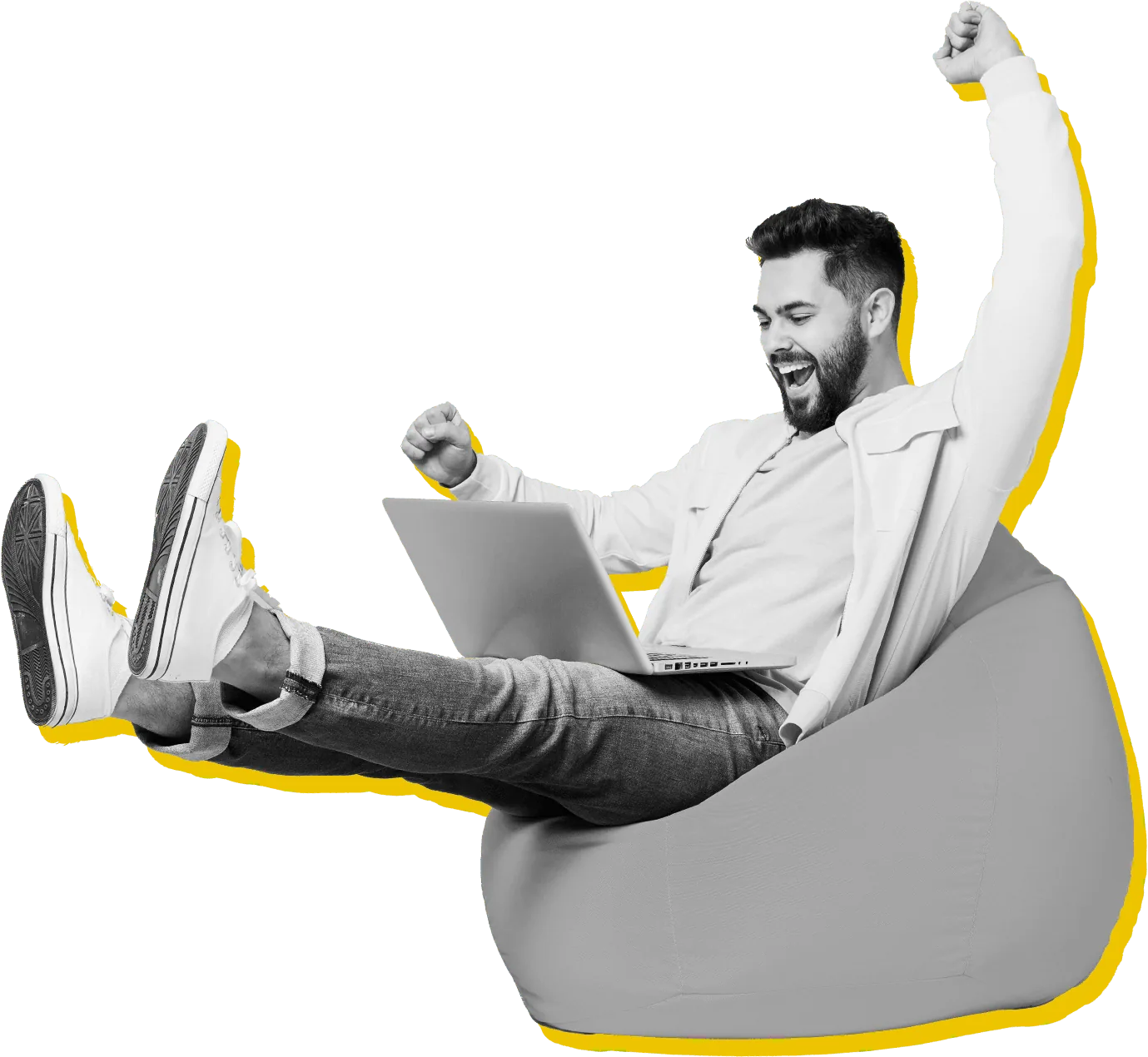 Colaborador comemorando resultados com o Bee.AI