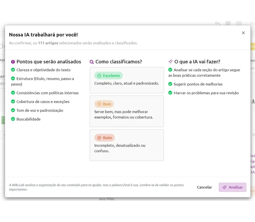 Análisis de la calidad de los artículos — Antes del análisis: criterios evaluados y cómo la IA clasifica cada artículo