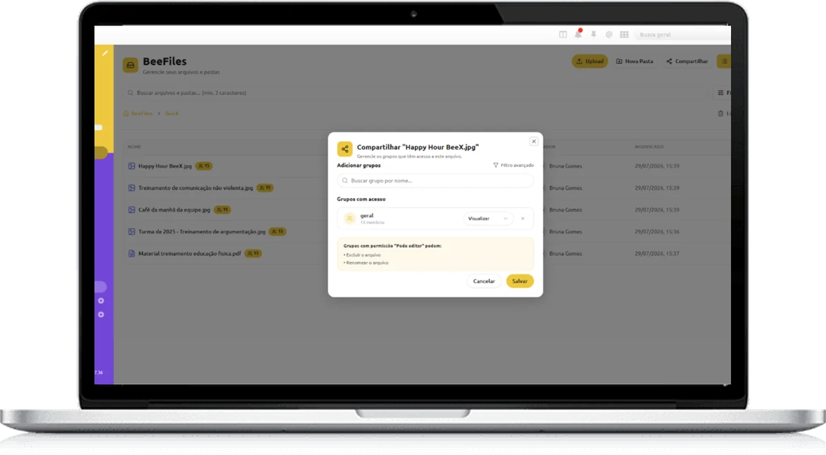 Interface do Power App BeeFiles